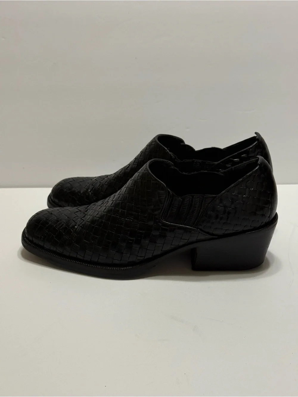 Cole Haan Black Woven Leather Slip-On Dress Shoes Women's Sz 7.5 B